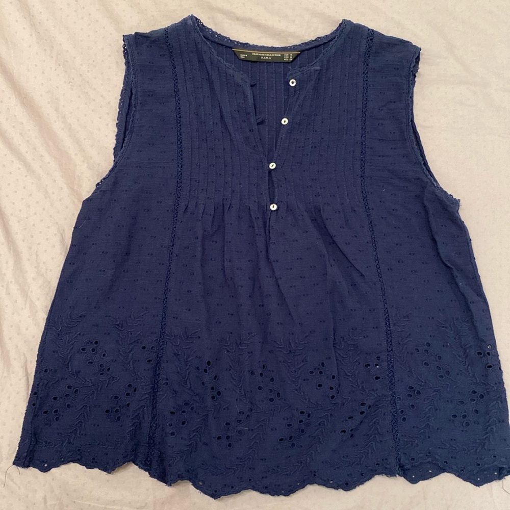 Zara Blue Flowy Tank